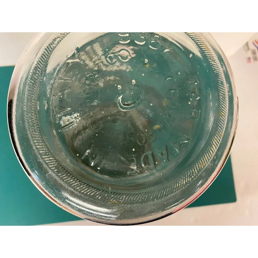 1966 Vintage Farmer Brown’s Penny Candy 4 Quart Mason Jar Wire Bale top/handle